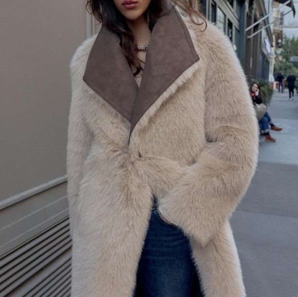 ZARA Reversible Faux Fur Double-Faced Coat(Mink, US S,M,L/EUR S,M,L) - Picture 4 of 16